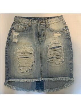 (2 for $10) Women's Distressed Denim Skirt